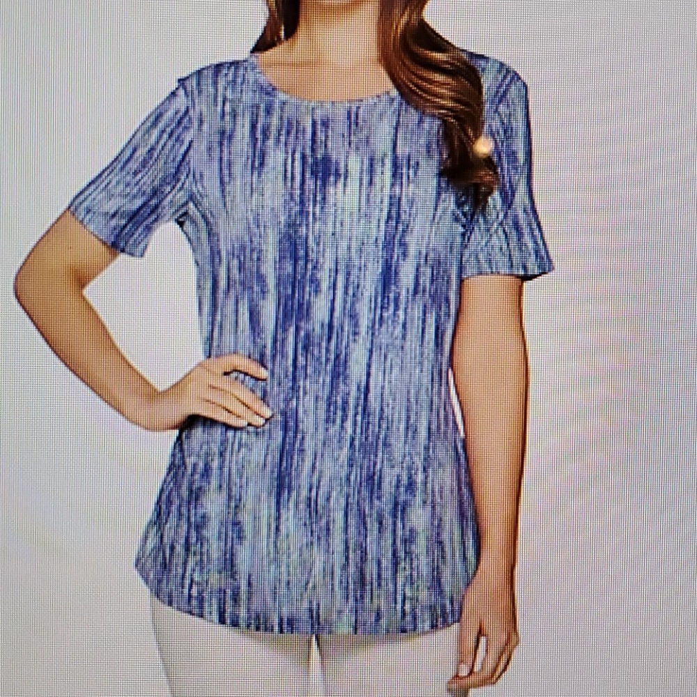 Lisa Rinna Printed Knit Top with Keyhole Back